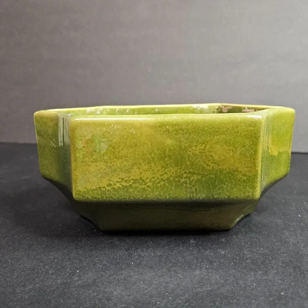 Vtg Haeger Hexagon Flower Pot Green 8.5